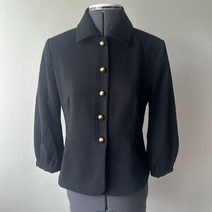 CAbi blazer style #3027 black gold button size 4 career Lantern statement Abbott